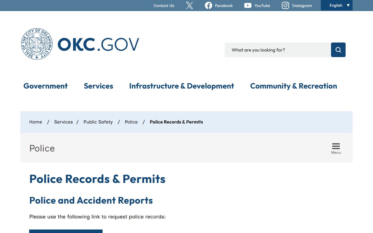 Oklahoma City Police Department booking releases records portal
