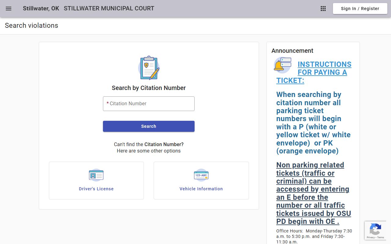 Stillwater Municipal Court records search for booking releases
