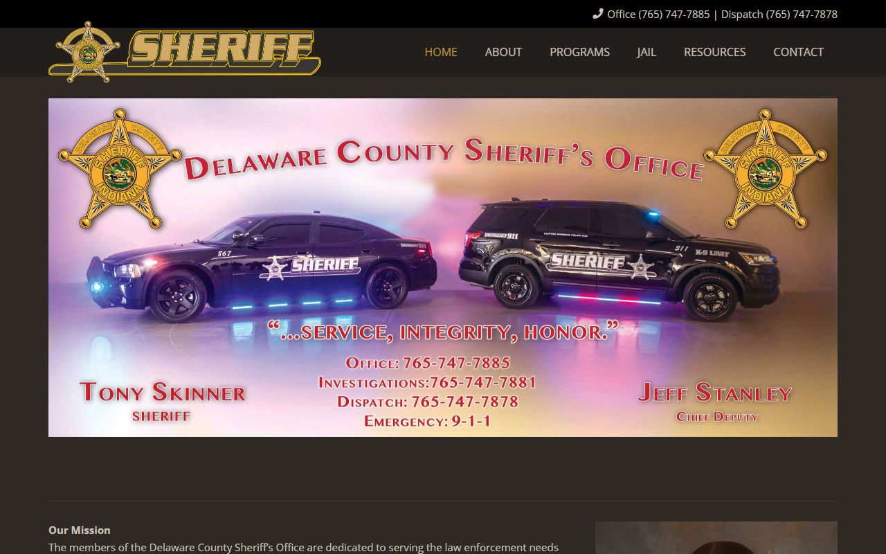 Delaware County Sheriff's Office website for booking releases