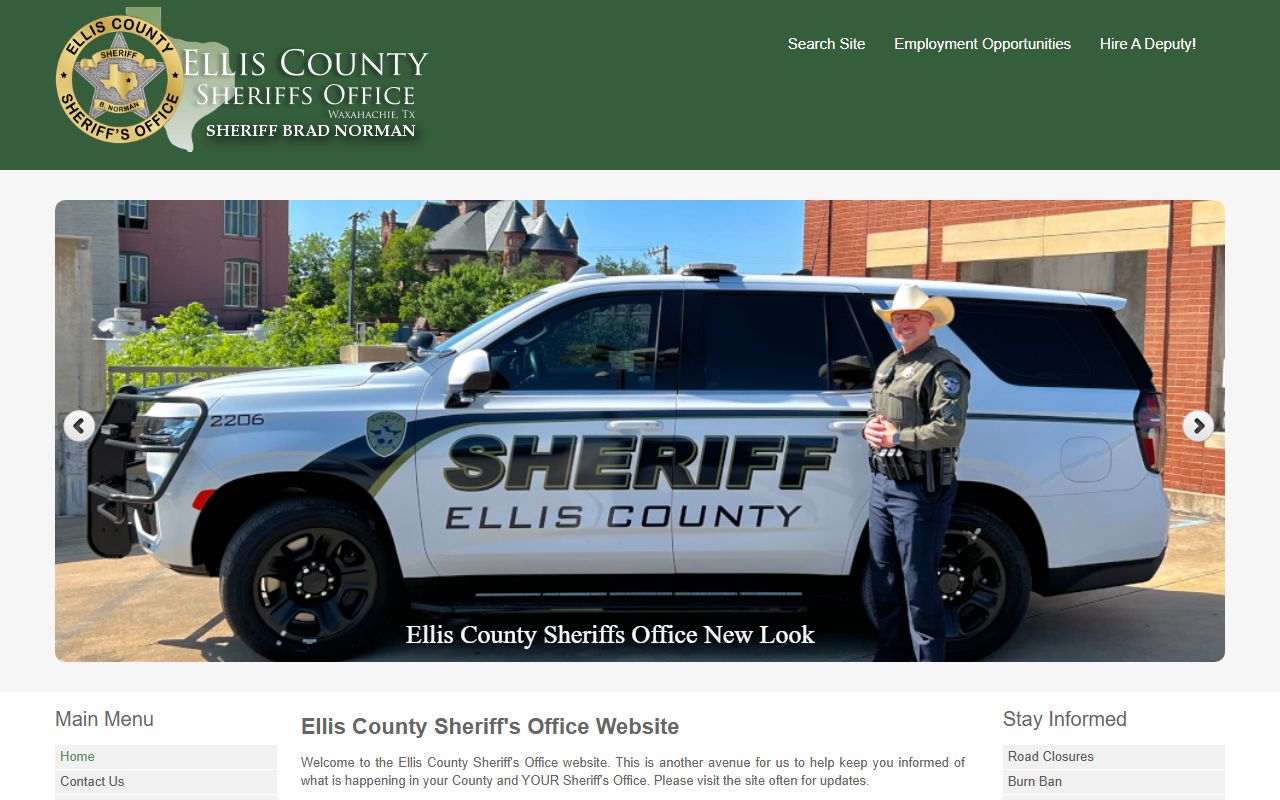 Ellis County Sheriff's Office website for booking releases