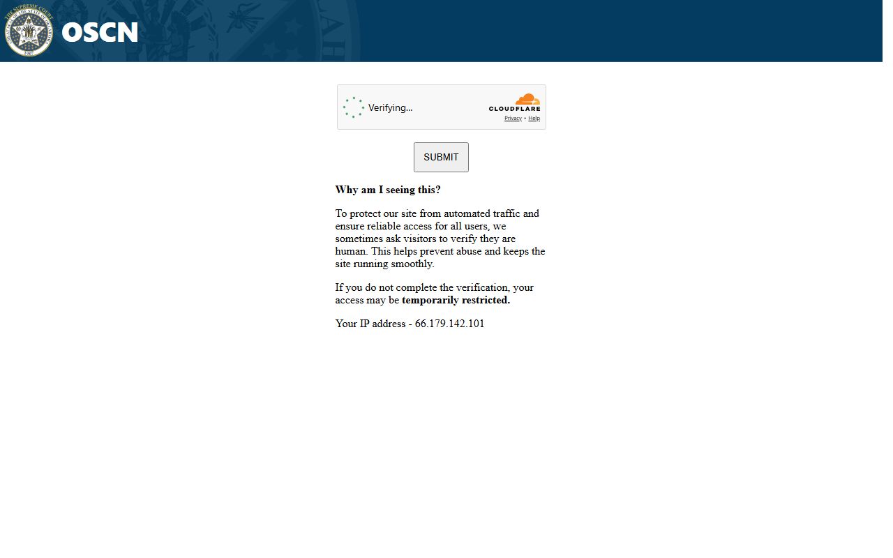Hughes County booking releases search on Oklahoma State Courts Network
