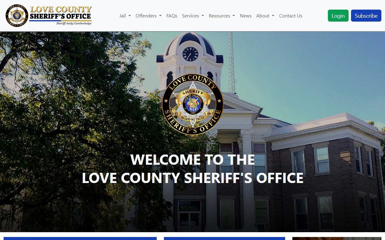 Love County Sheriff's Office booking releases page