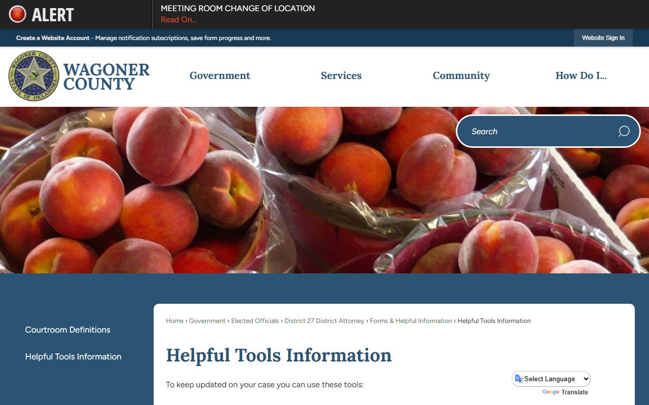Wagoner County helpful tools page for booking releases