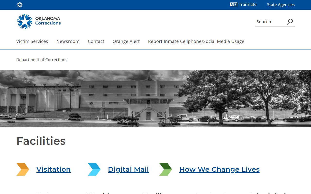 Oklahoma Department of Corrections facility directory booking releases